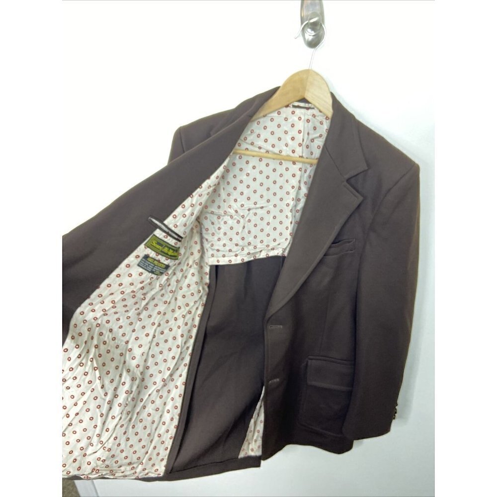 Vintage Sears 70s Disco Polyester Men 40 Brown Blazer Sports Coat Hipster - Picture 8 of 11